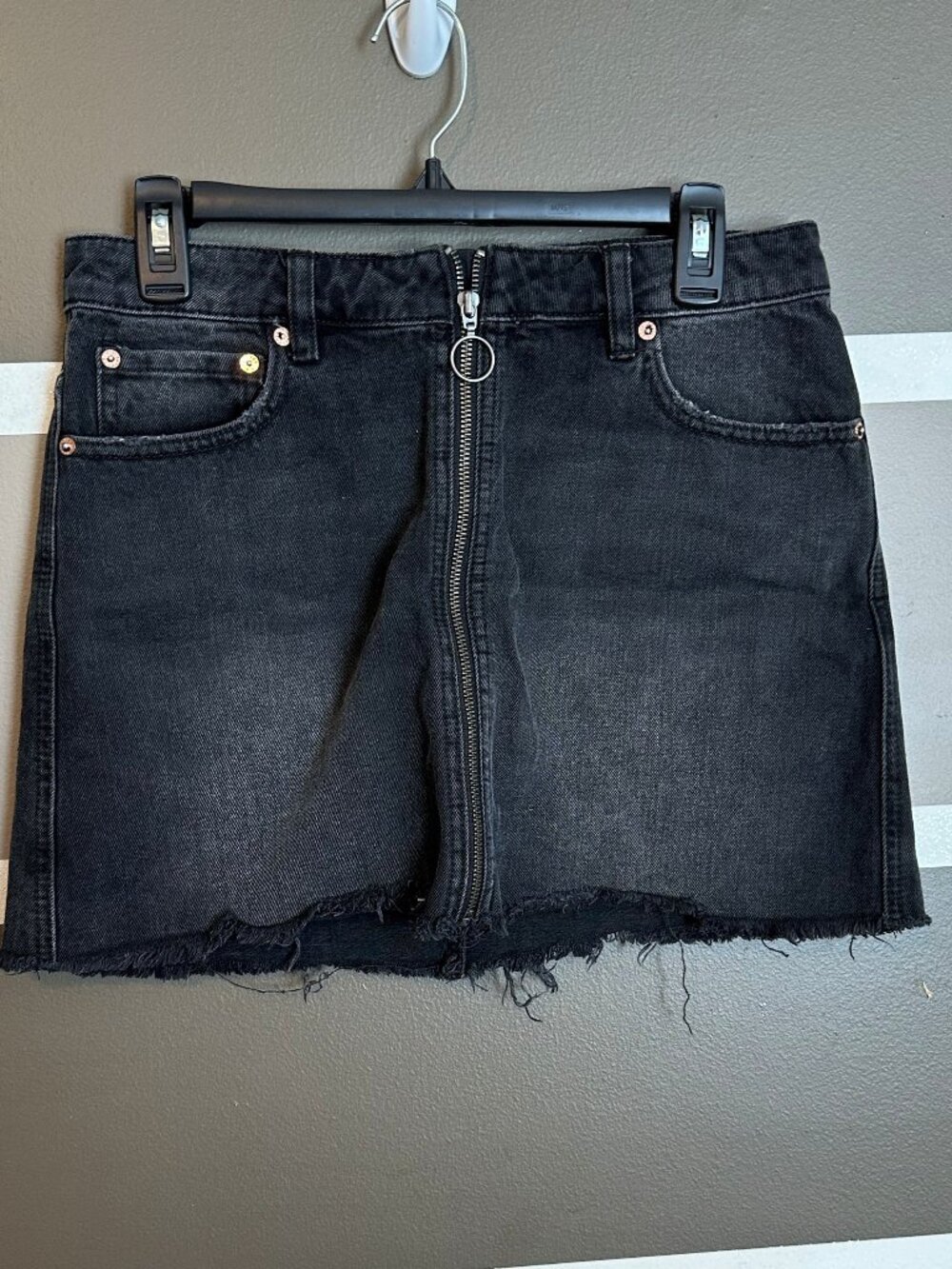 We The Free Black Denim Skirt size 28 Zipper front